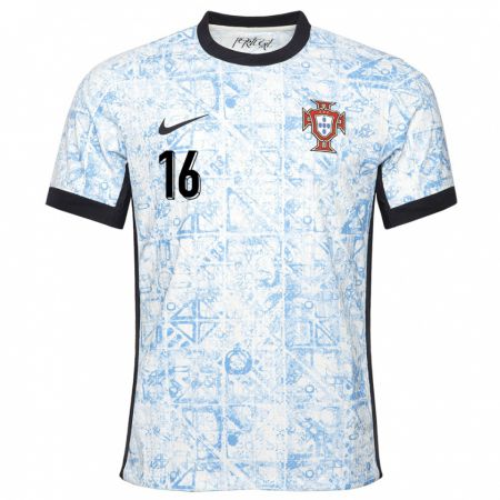 Kandiny Niño Camiseta Portugal Hugo Felix #16 Crema Azul 2ª Equipación 24-26 La Camisa Chile