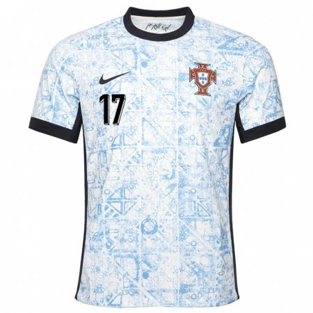 Kandiny Niño Camiseta Portugal Vasco Sousa #17 Crema Azul 2ª Equipación 24-26 La Camisa Chile