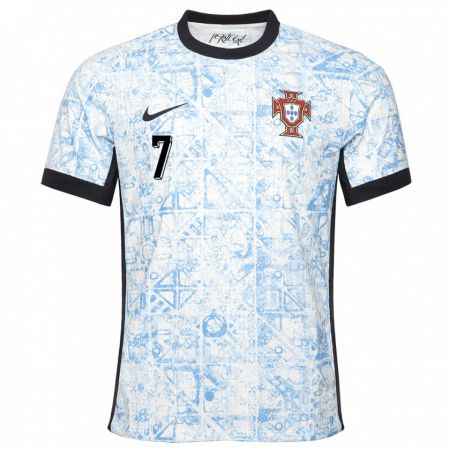 Kandiny Niño Camiseta Portugal Gil Martins #7 Crema Azul 2ª Equipación 24-26 La Camisa Chile