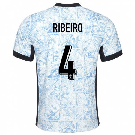 Kandiny Niño Camiseta Portugal Ricardo Ribeiro #4 Crema Azul 2ª Equipación 24-26 La Camisa Chile