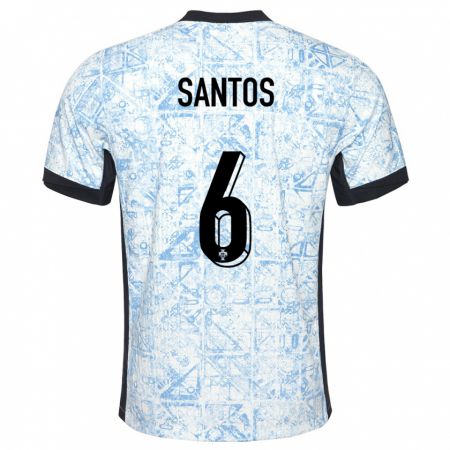 Kandiny Niño Camiseta Portugal Vasco Santos #6 Crema Azul 2ª Equipación 24-26 La Camisa Chile