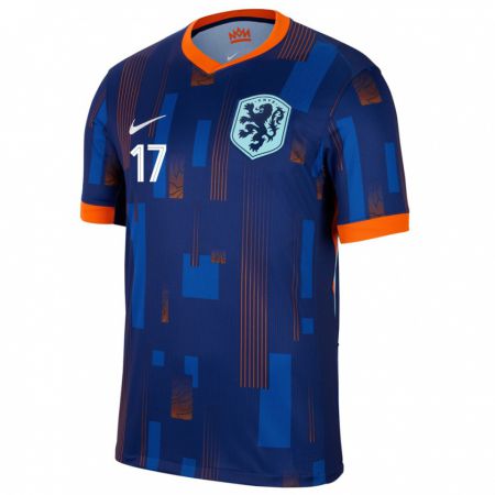 Kandiny Niño Camiseta Países Bajos Romee Leuchter #17 Azul 2ª Equipación 24-26 La Camisa Chile