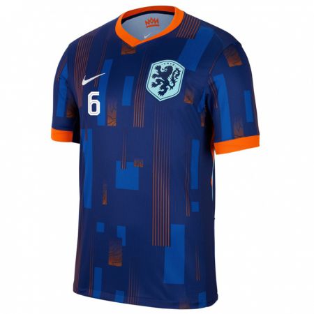 Kandiny Niño Camiseta Países Bajos Jill Roord #6 Azul 2ª Equipación 24-26 La Camisa Chile