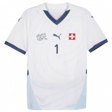 Kandiny Niño Camiseta Suiza Gaelle Thalmann #1 Blanco 2ª Equipación 24-26 La Camisa Chile