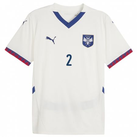 Kandiny Niño Camiseta Serbia Djuro Giulio Djekic #2 Blanco 2ª Equipación 24-26 La Camisa Chile