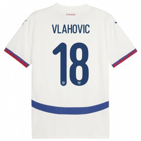 Kandiny Niño Camiseta Serbia Dusan Vlahovic #7 Blanco 2ª Equipación 24-26 La Camisa Chile