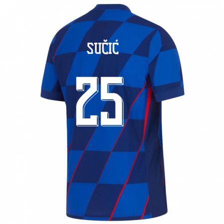 Kandiny Niño Camiseta Croacia Luka Sucic #25 Azul 2ª Equipación 24-26 La Camisa Chile