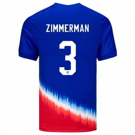 Kandiny Niño Camiseta Estados Unidos Walker Zimmerman #3 Azul 2ª Equipación 24-26 La Camisa Chile