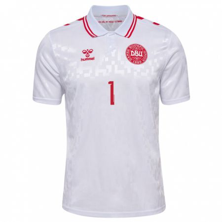 Kandiny Niño Camiseta Dinamarca Lene Christensen #1 Blanco 2ª Equipación 24-26 La Camisa Chile