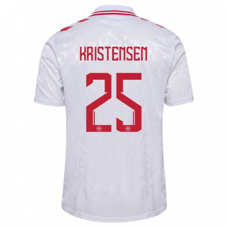 Kandiny Niño Camiseta Dinamarca Rasmus Kristensen #25 Blanco 2ª Equipación 24-26 La Camisa Chile