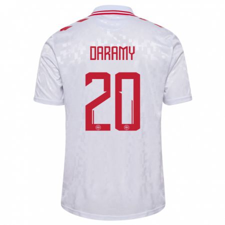 Kandiny Niño Camiseta Dinamarca Mohamed Daramy #20 Blanco 2ª Equipación 24-26 La Camisa Chile