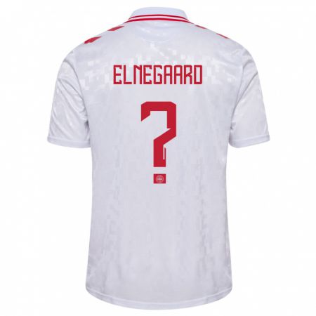 Kandiny Niño Camiseta Dinamarca Tobias Elnegaard #0 Blanco 2ª Equipación 24-26 La Camisa Chile