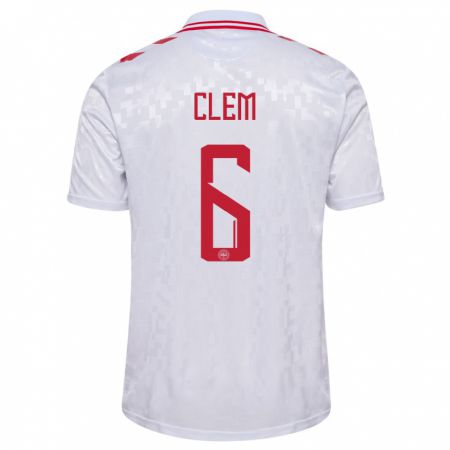 Kandiny Niño Camiseta Dinamarca William Clem #6 Blanco 2ª Equipación 24-26 La Camisa Chile