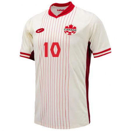 Kandiny Niño Camiseta Canadá Aidan Daniels #10 Blanco 2ª Equipación 24-26 La Camisa Chile
