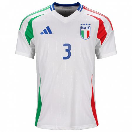 Kandiny Niño Camiseta Italia Davide Bartesaghi #3 Blanco 2ª Equipación 24-26 La Camisa Chile