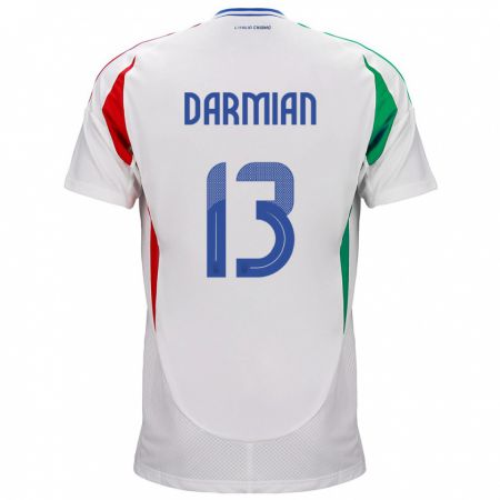 Kandiny Niño Camiseta Italia Matteo Darmian #13 Blanco 2ª Equipación 24-26 La Camisa Chile