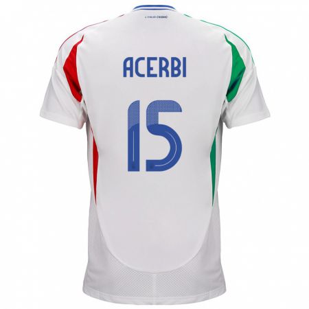 Kandiny Niño Camiseta Italia Francesco Acerbi #15 Blanco 2ª Equipación 24-26 La Camisa Chile
