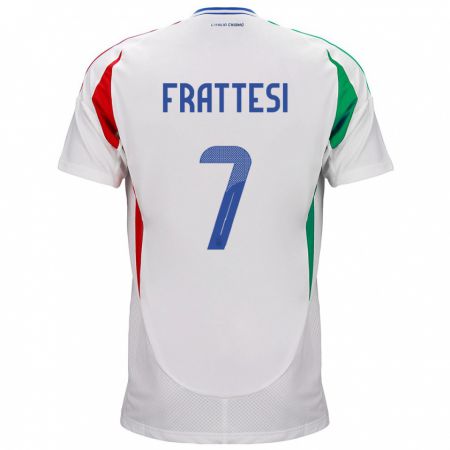 Kandiny Niño Camiseta Italia Davide Frattesi #7 Blanco 2ª Equipación 24-26 La Camisa Chile