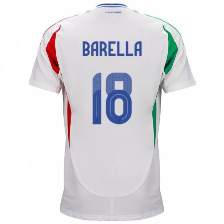 Kandiny Niño Camiseta Italia Nicolò Barella #18 Blanco 2ª Equipación 24-26 La Camisa Chile