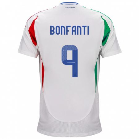 Kandiny Niño Camiseta Italia Nicholas Bonfanti #9 Blanco 2ª Equipación 24-26 La Camisa Chile