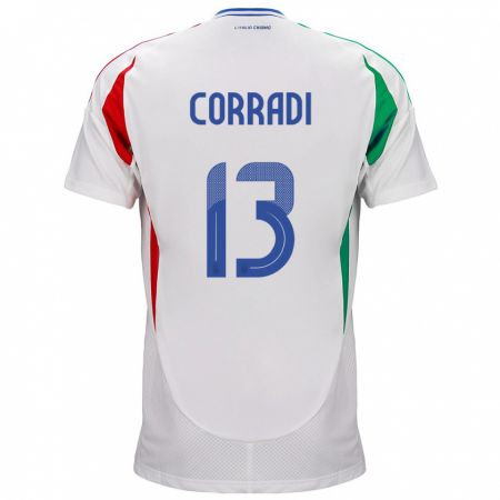 Kandiny Niño Camiseta Italia Christian Corradi #13 Blanco 2ª Equipación 24-26 La Camisa Chile