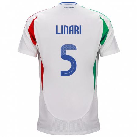 Kandiny Niño Camiseta Italia Elena Linari #5 Blanco 2ª Equipación 24-26 La Camisa Chile