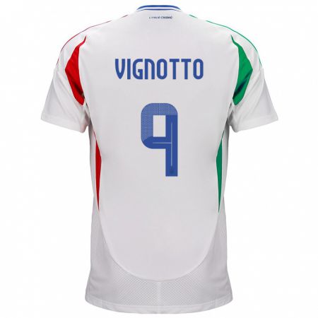 Kandiny Niño Camiseta Italia Elisabetta Vignotto #9 Blanco 2ª Equipación 24-26 La Camisa Chile