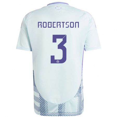 Kandiny Niño Camiseta Escocia Andrew Robertson #3 Azul Menta Claro 2ª Equipación 24-26 La Camisa Chile