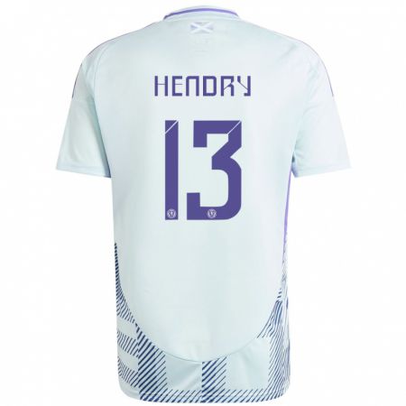 Kandiny Niño Camiseta Escocia Jack Hendry #13 Azul Menta Claro 2ª Equipación 24-26 La Camisa Chile