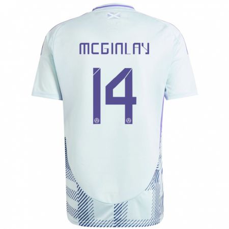 Kandiny Niño Camiseta Escocia Aiden Mcginlay #14 Azul Menta Claro 2ª Equipación 24-26 La Camisa Chile
