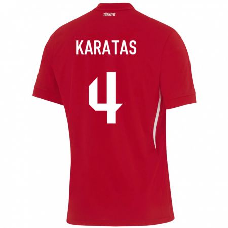 Kandiny Niño Camiseta Turquía Eda Karataş #4 Rojo 2ª Equipación 24-26 La Camisa Chile