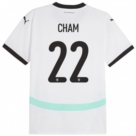 Kandiny Niño Camiseta Austria Muhammed Cham #22 Blanco 2ª Equipación 24-26 La Camisa Chile