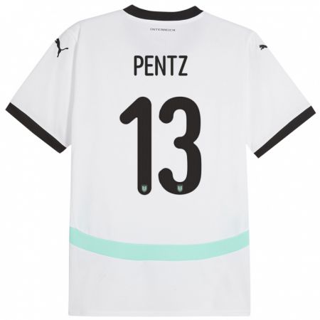 Kandiny Niño Camiseta Austria Patrick Pentz #13 Blanco 2ª Equipación 24-26 La Camisa Chile