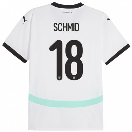 Kandiny Niño Camiseta Austria Romano Schmid #18 Blanco 2ª Equipación 24-26 La Camisa Chile