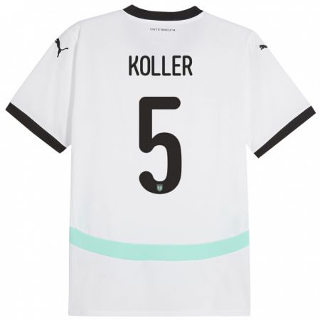 Kandiny Niño Camiseta Austria Paul Koller #5 Blanco 2ª Equipación 24-26 La Camisa Chile