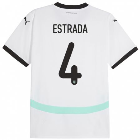 Kandiny Niño Camiseta Austria Pascal Estrada #4 Blanco 2ª Equipación 24-26 La Camisa Chile