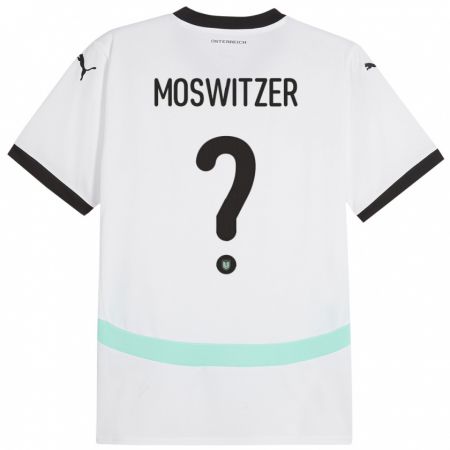 Kandiny Niño Camiseta Austria Marcel Moswitzer #0 Blanco 2ª Equipación 24-26 La Camisa Chile