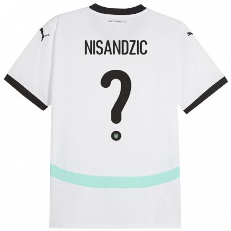 Kandiny Niño Camiseta Austria Dominik Nisandzic #0 Blanco 2ª Equipación 24-26 La Camisa Chile