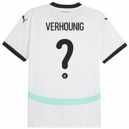 Kandiny Niño Camiseta Austria Phillip Verhounig #0 Blanco 2ª Equipación 24-26 La Camisa Chile