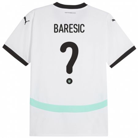Kandiny Niño Camiseta Austria Leon Baresic #0 Blanco 2ª Equipación 24-26 La Camisa Chile