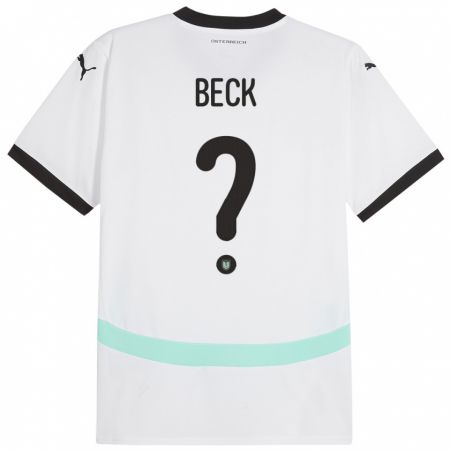 Kandiny Niño Camiseta Austria Dominik Beck #0 Blanco 2ª Equipación 24-26 La Camisa Chile