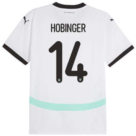 Kandiny Niño Camiseta Austria Marie Höbinger #14 Blanco 2ª Equipación 24-26 La Camisa Chile