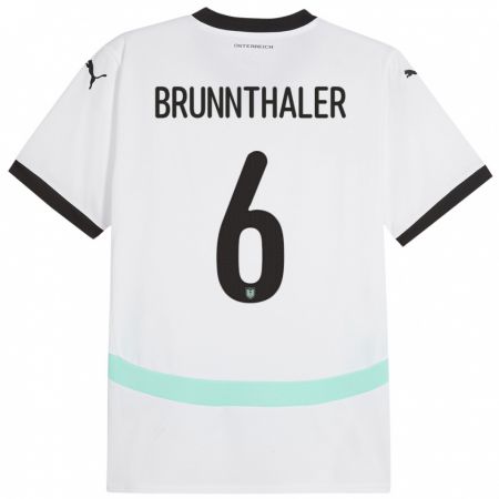 Kandiny Niño Camiseta Austria Melanie Brunnthaler #6 Blanco 2ª Equipación 24-26 La Camisa Chile