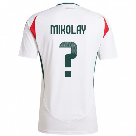 Kandiny Niño Camiseta Hungría Timóteus Mikolay #0 Blanco 2ª Equipación 24-26 La Camisa Chile