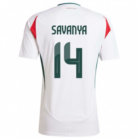 Kandiny Niño Camiseta Hungría Csilla Savanya #14 Blanco 2ª Equipación 24-26 La Camisa Chile