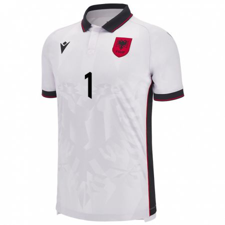 Kandiny Niño Camiseta Albania Simon Simoni #1 Blanco 2ª Equipación 24-26 La Camisa Chile