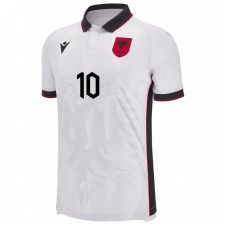 Kandiny Niño Camiseta Albania Qëndresa Krasniqi #10 Blanco 2ª Equipación 24-26 La Camisa Chile