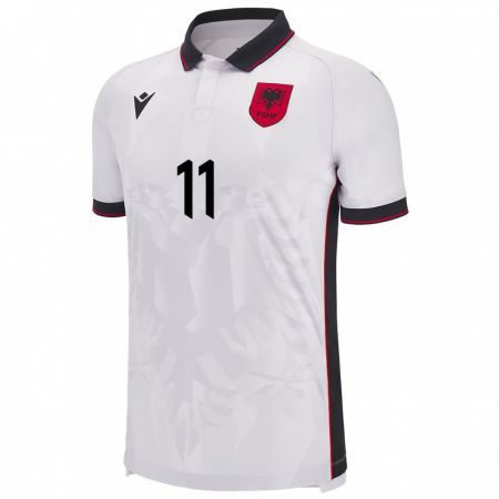 Kandiny Niño Camiseta Albania Stiven Shpendi #11 Blanco 2ª Equipación 24-26 La Camisa Chile