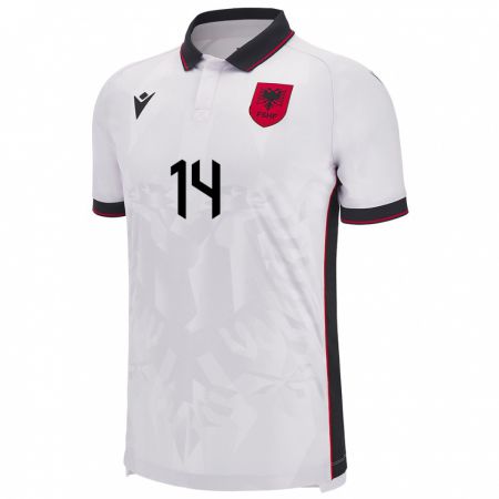 Kandiny Niño Camiseta Albania Gabrian Cani #14 Blanco 2ª Equipación 24-26 La Camisa Chile