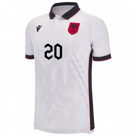 Kandiny Niño Camiseta Albania Dejvid Janaqi #20 Blanco 2ª Equipación 24-26 La Camisa Chile